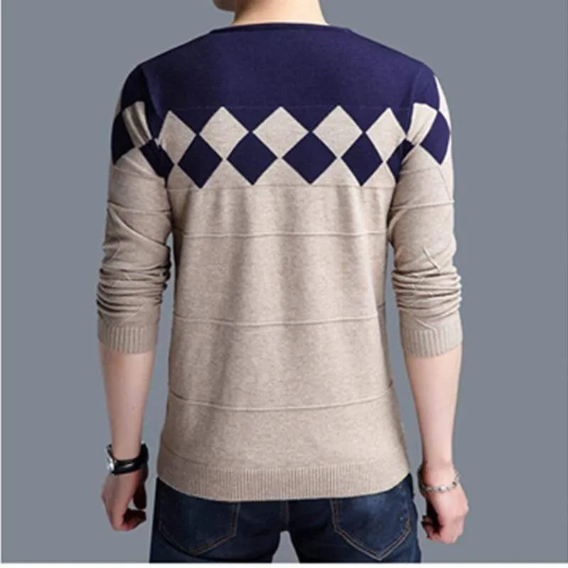 Browon Autumn Vintage Men Collarless Sweater