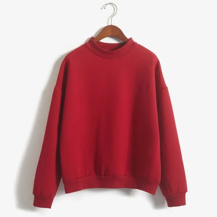 Wenkouban Woman Sweatshirts 2022 Sweet Korean O-neck Knitted Pullovers Thick Autumn Winter Candy Color Loose Hoodies Solid Womens Clothing