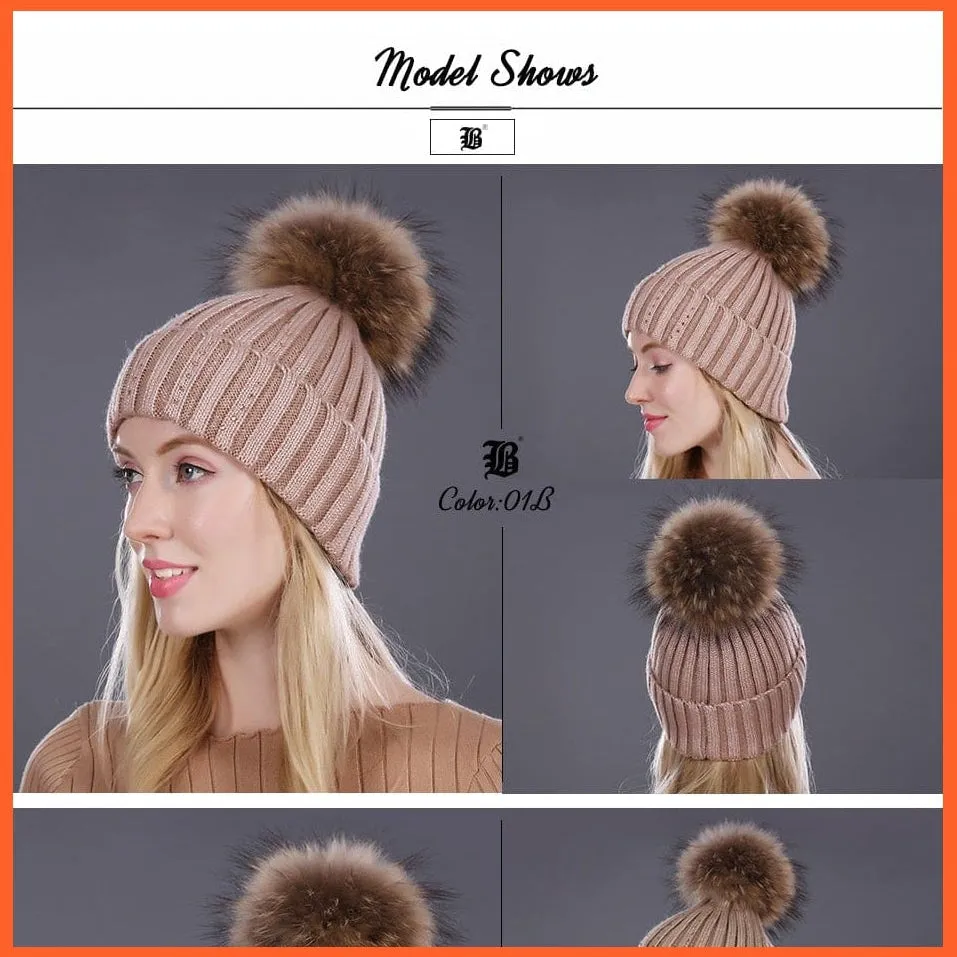 Winter Knitted Wool Hat For Women  | Warm Casual Pom Pom  Skullies Beanie Caps Winter Brand  Fashion Hats